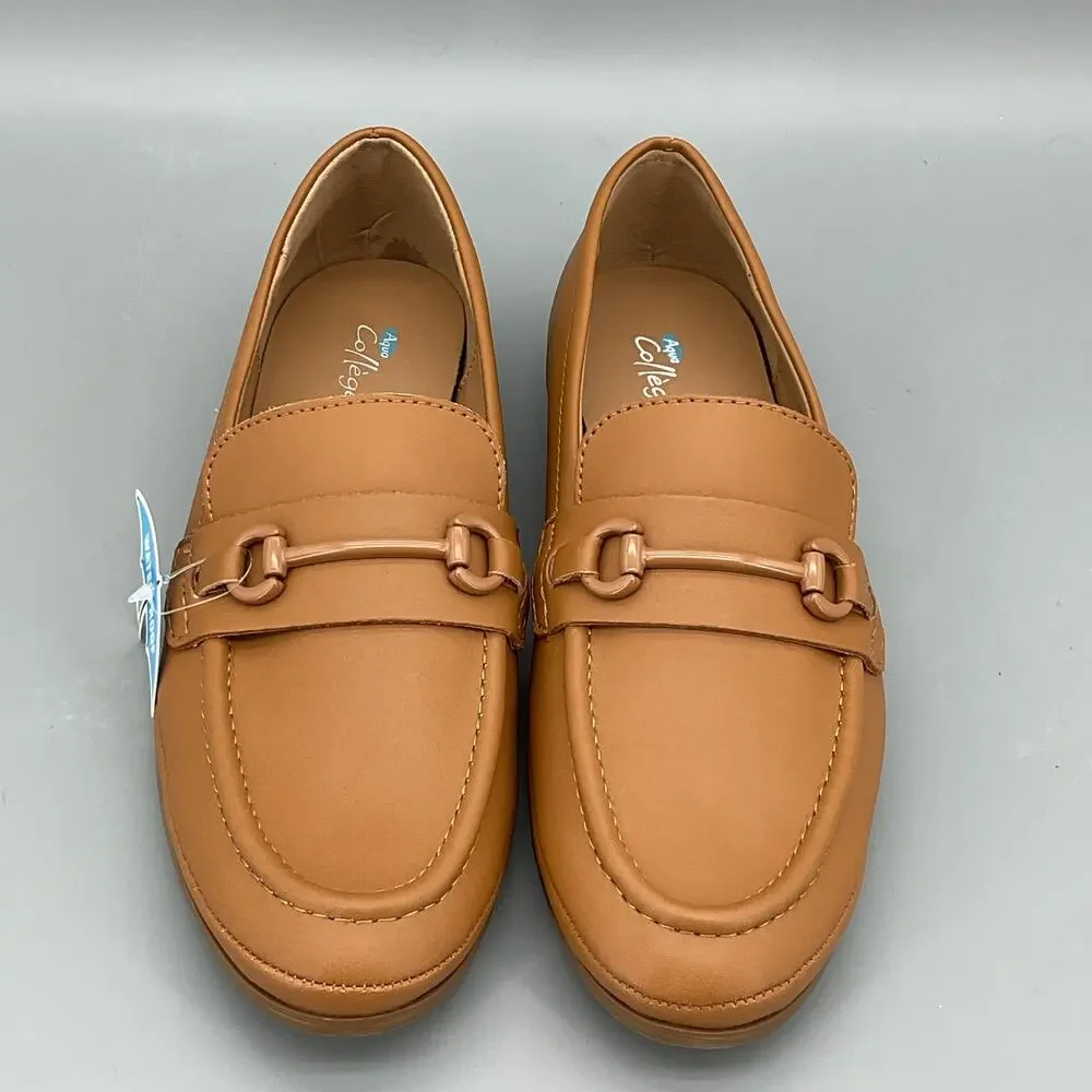 NEW Aqua College Women’s Waterproof Bossy Slip On Flat Loafers Tan Size 6.5M